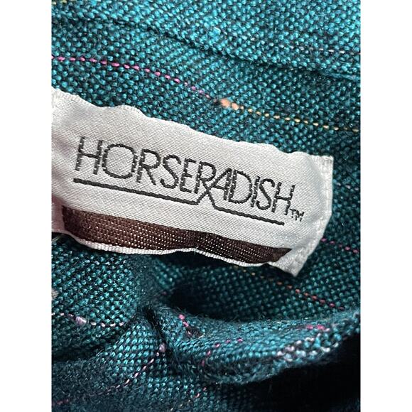 Vintage Horseradish Size Medium Button Down Shirt Teal Multicolor 90s - Picture 5 of 6